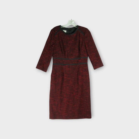Hobbs of London Florrie Tweed Sheath Business Dress Size 8 Red 1/2 Sleeve - Picture 1 of 14